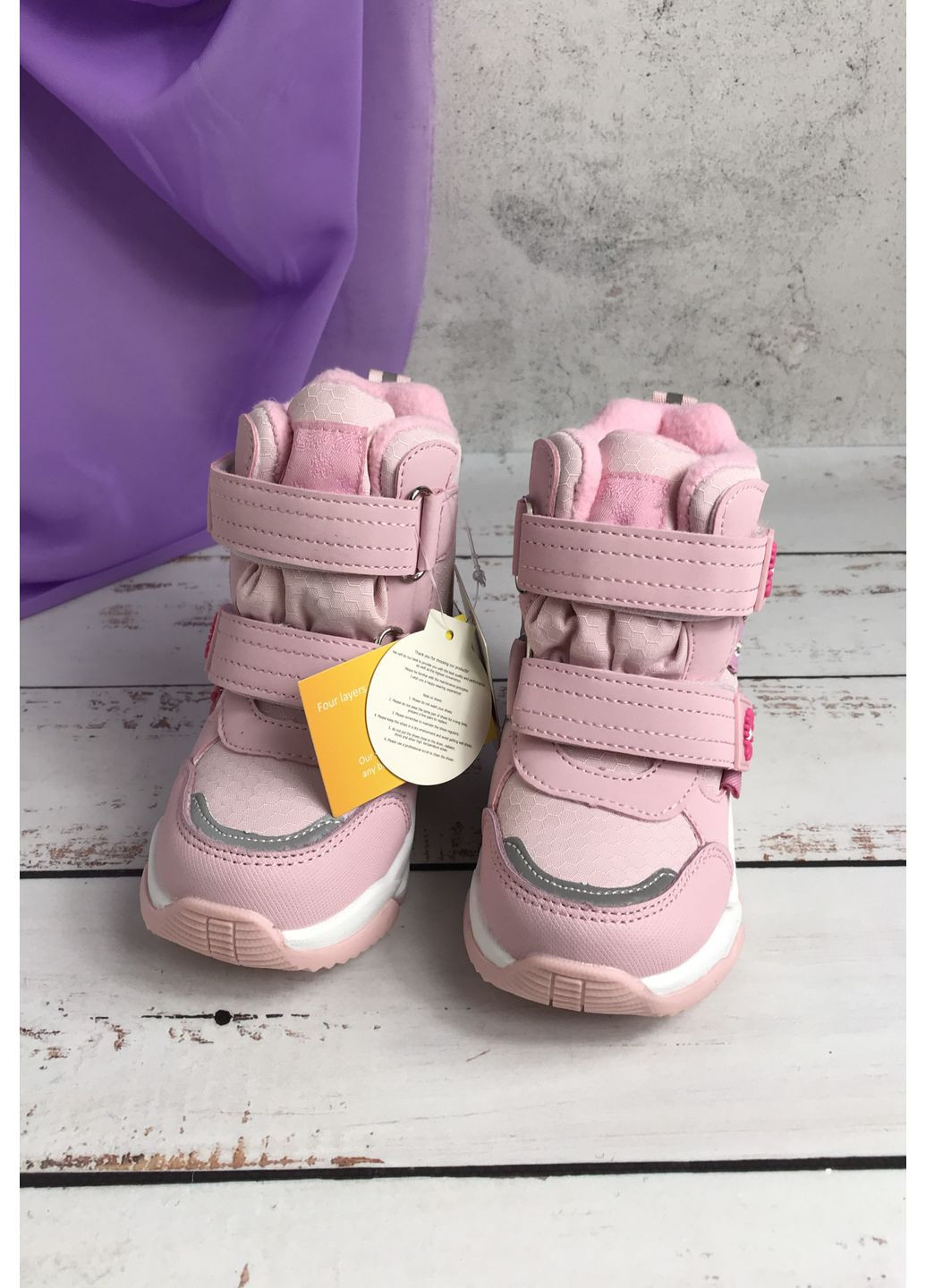 Розовые повседневные зимние ботинки зимние детские на девочку том.м розовый (743) Том.М