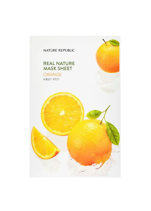 Успокаивающая маска с апельсином Orange Real Nature Mask Sheet 23 г Nature Republic (317169694)
