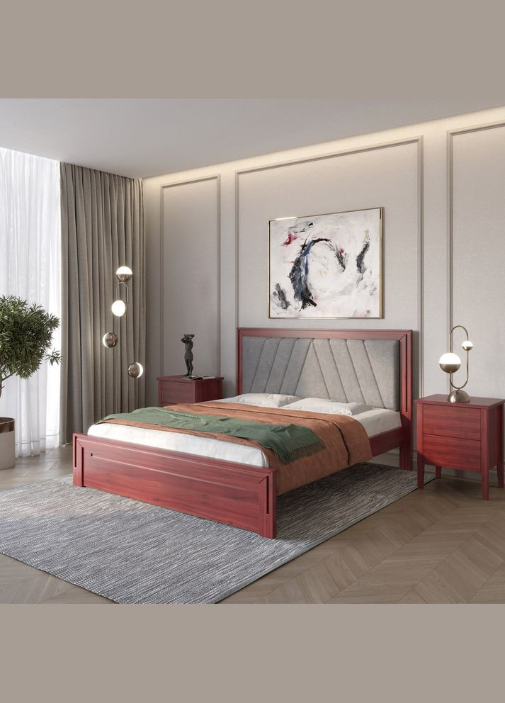 Двуспальная деревянная кровать Торонто Т2/Аляска 93 (серый) 140х200 см (MBG-8438) Mebigrand (368282653)