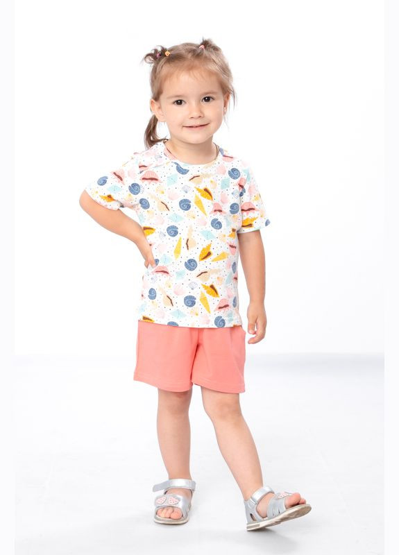 Помаранчевий літній комплект ясельний для дівчинки (футболка+шорти) hc (h001-5070-043-5) No Brand