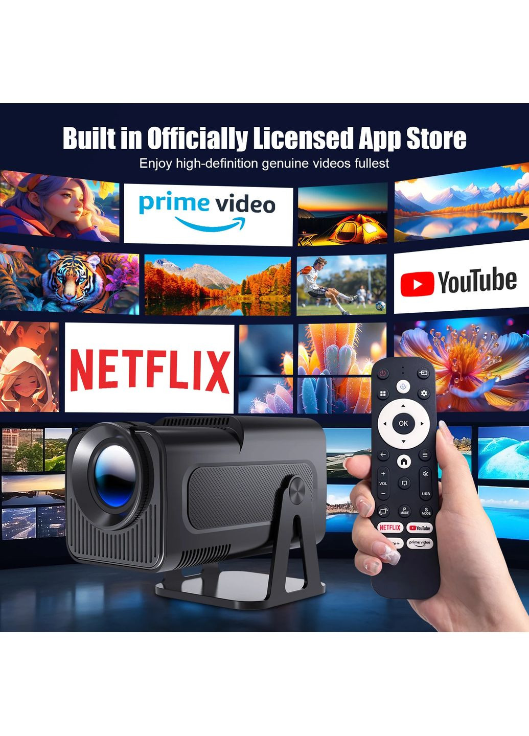 Смарт Проектор 4K Android 11 HD BT5.0 Dual Wi-Fi Домашній кінотеатр Grey Magcubic HY320 (354179030)