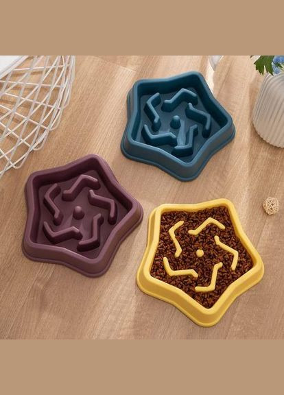 Миска-лабіринт slow feeder зірка пластикова, коричнева WahoPet (324625458)