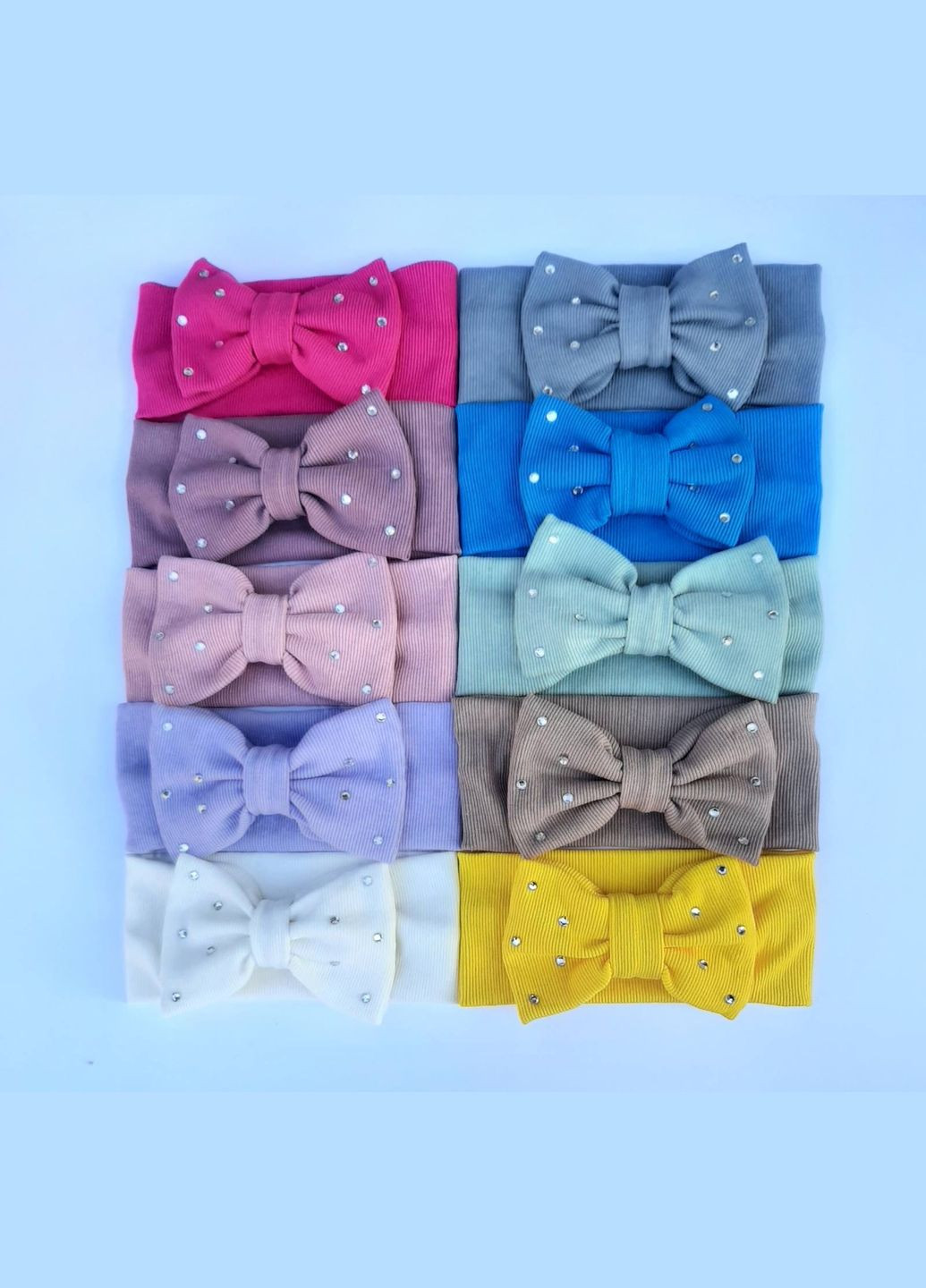 Пов'язка дитяча з бантом трикотаж в рубчик зі стразами Cleopatra 122-14 (332054434)