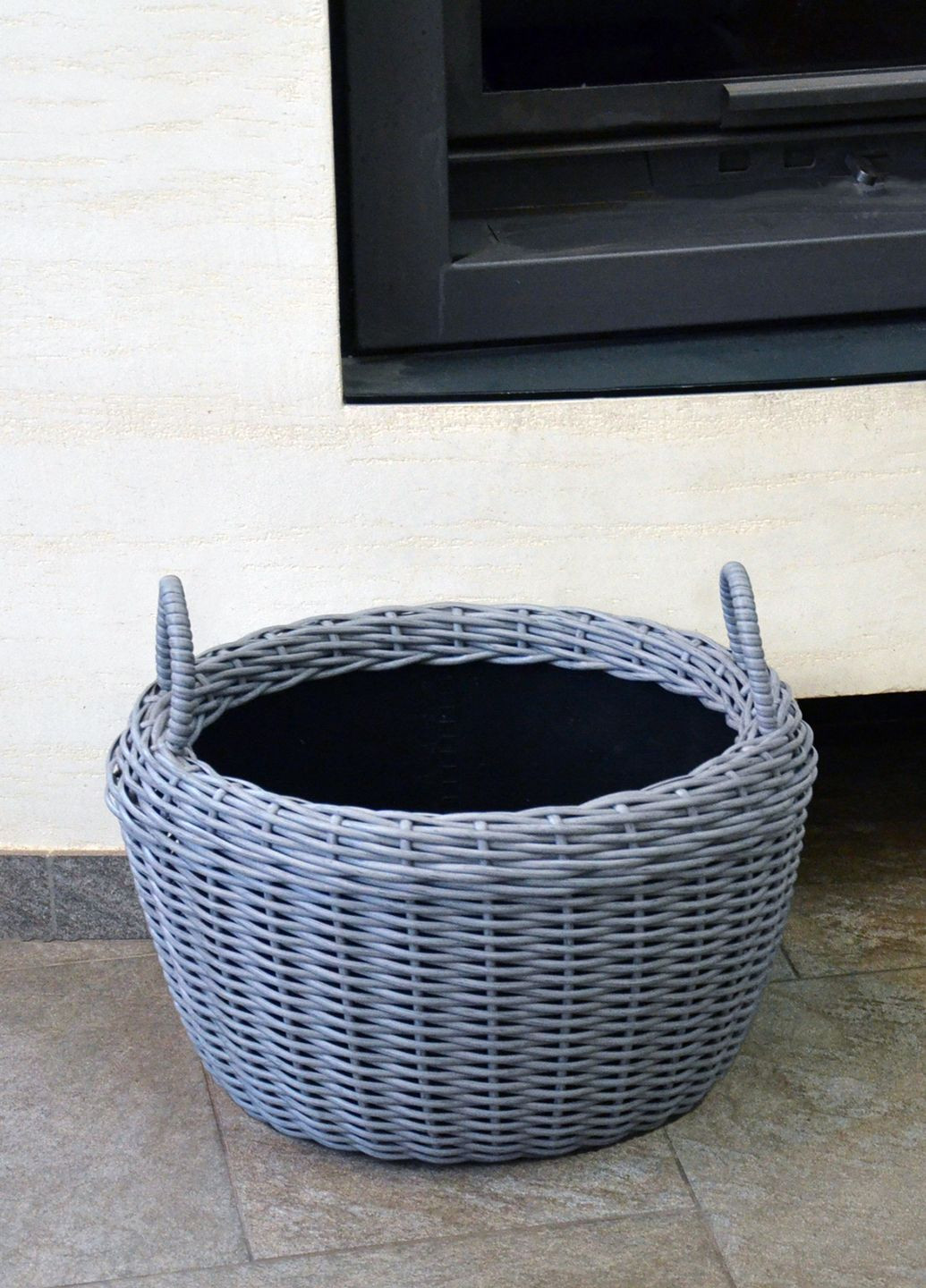 Корзина для дров плетеная (дровница) из искусственного ротанга ручной работы. Цвет Серый. 45 литров Handmade (327878842)