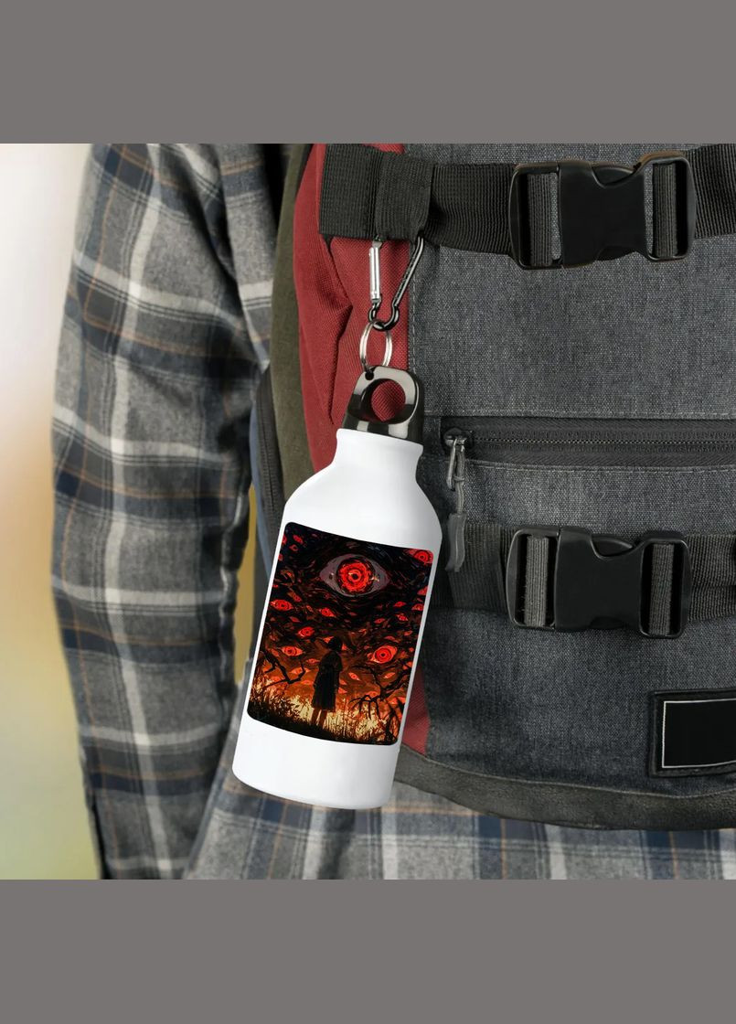 Фляга (бутылка) для воды с карабином 500 мл Металлическая (Туристическая, Для кемпинга, Для спорта) #67 500 мл Белый No Brand (323639279)