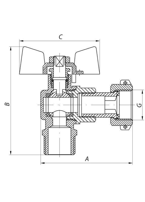 Кран с накидной гайкой 3/4" ГШМ угловой KR.221 (KR0171) KOER (315506175)
