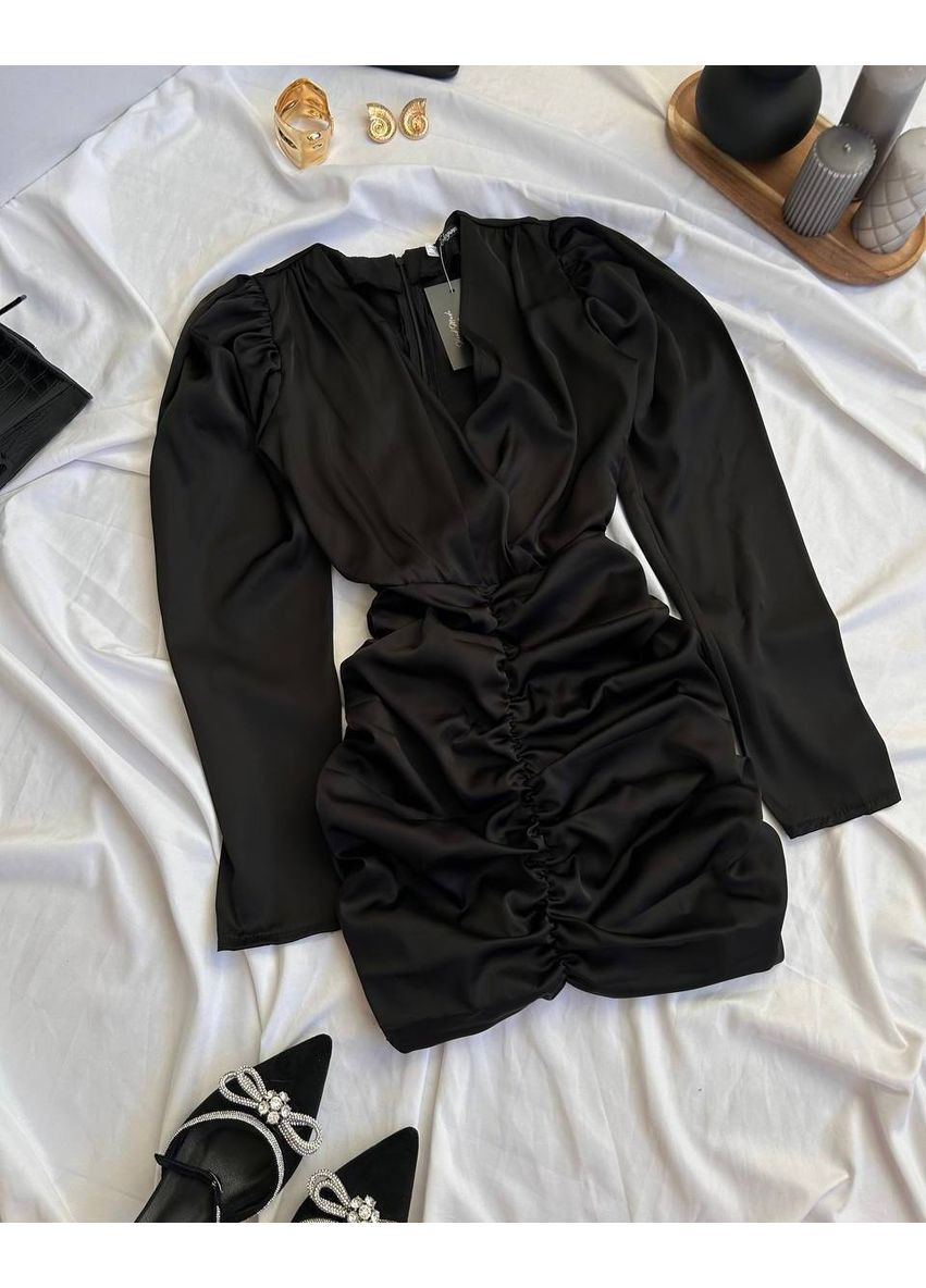 Чорна святковий, коктейльна, вечірня, кежуал жіноча шовкова сукня FINO Mode