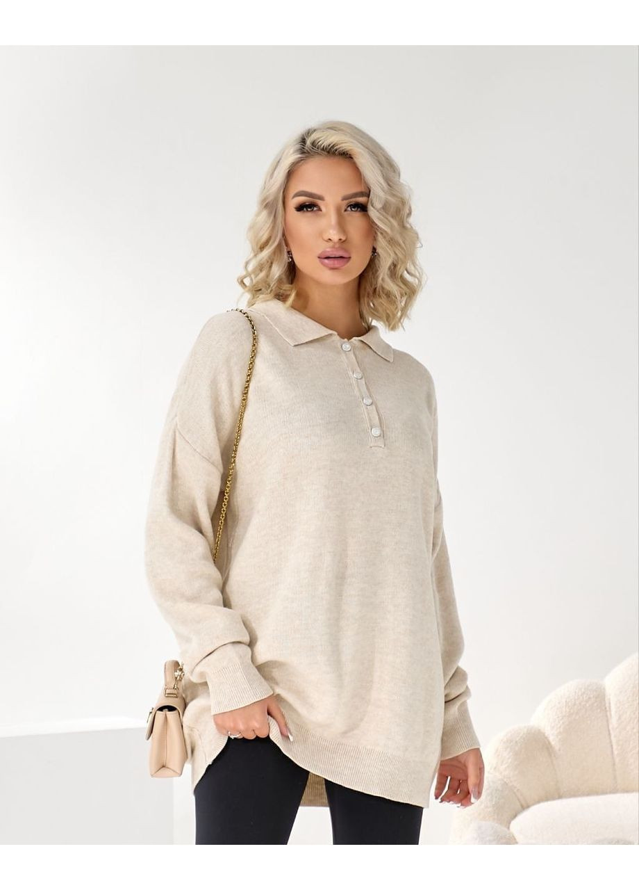 Бежевий подовжений светр туреччина Osoblyva