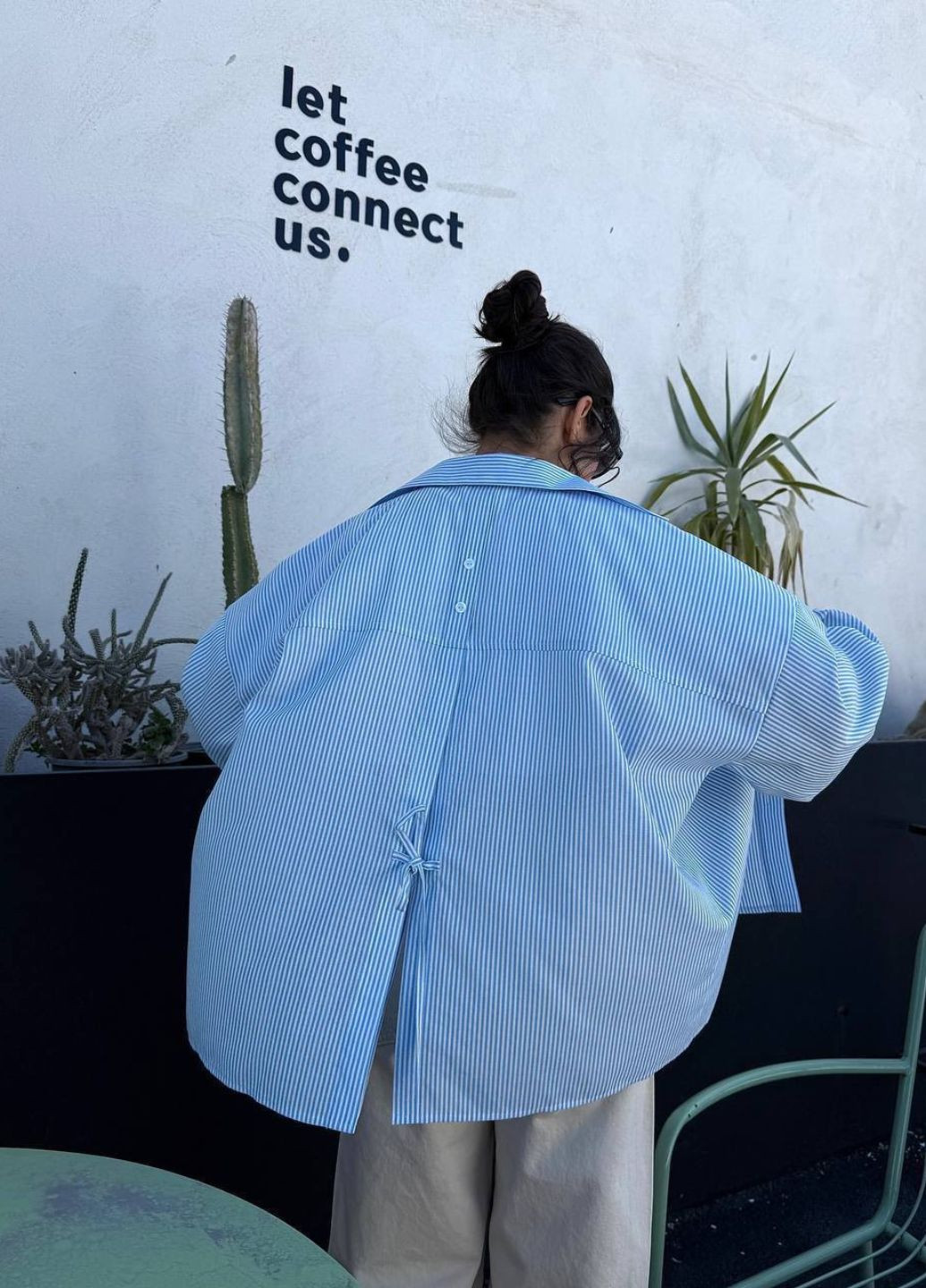 Голубой повседневный рубашка в полоску Україна с длинным рукавом