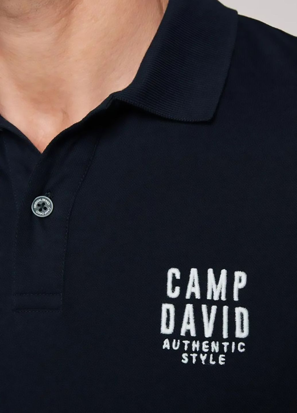 Темно-синяя футболка-поло для мужчин Camp David однотонная