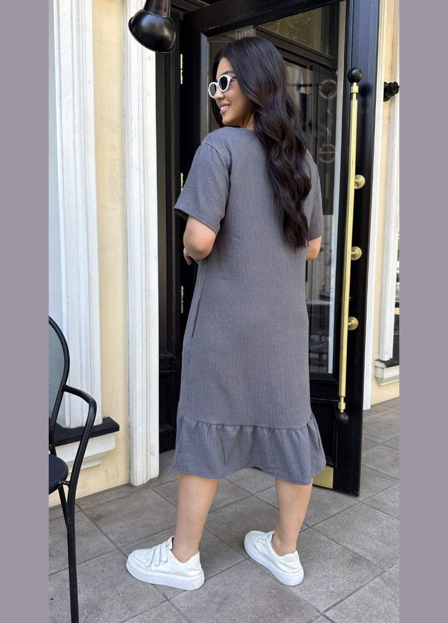 Графітова сукня льон бабовняний жатий,з кишенями No Brand