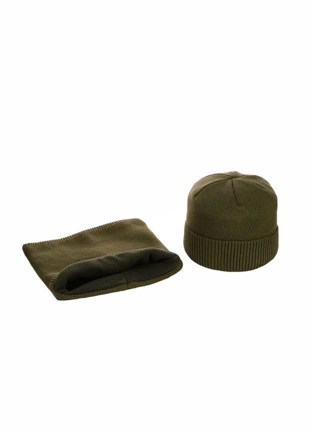 В'язаний комплект на флісі баф + шапка з відворотом No Brand Тактичний в'язаний комплект на флісі (305413454)