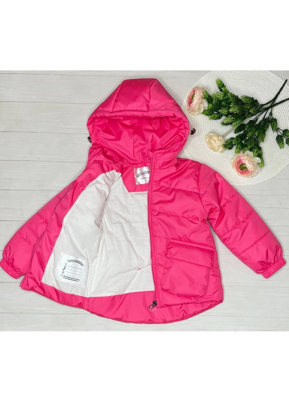 Малиновая демисезонная куртка с накладными карманами девственниц. м*ятная плащевка/х/б/синтепон 23052 Модняшки