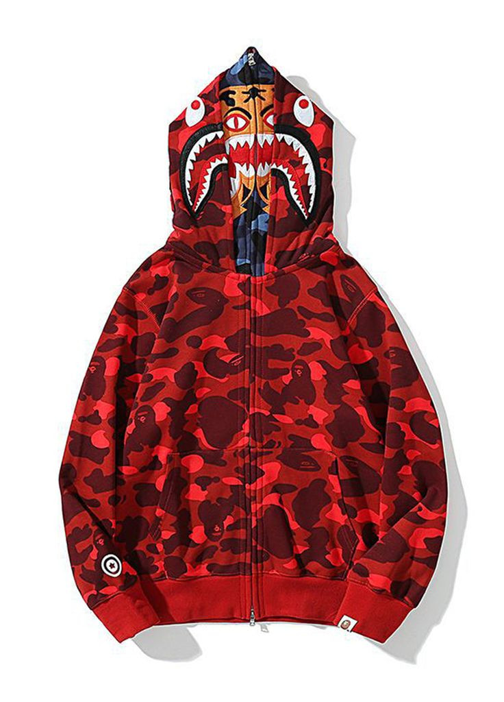 Худі червоний Bape A Bathing Ape Tiger Red Camo Full Zip Hoodie Mens (356677828)