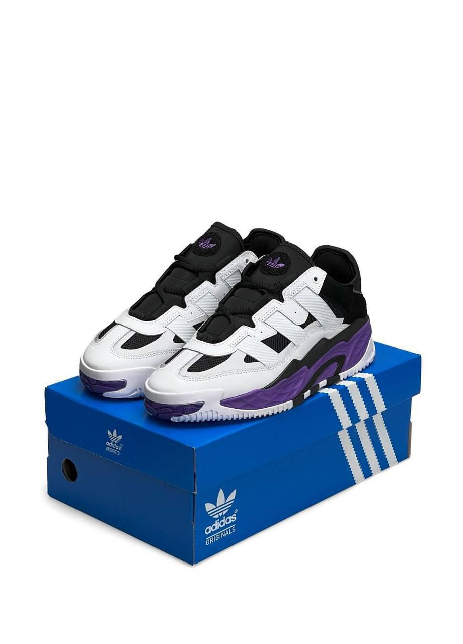 Чорно-білі Осінні кросівки чоловічі adidas white violet m No Brand Originals Niteball