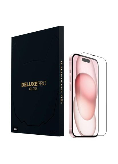 Стекло защитное (ILFCDL15) iLera DeLuxe Original Glass iPhone 15 (366693215)
