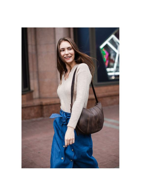 Жіноча шкіряна сумка через плече Круассан темно-коричневий Crazy horse BlankNote (302009374)