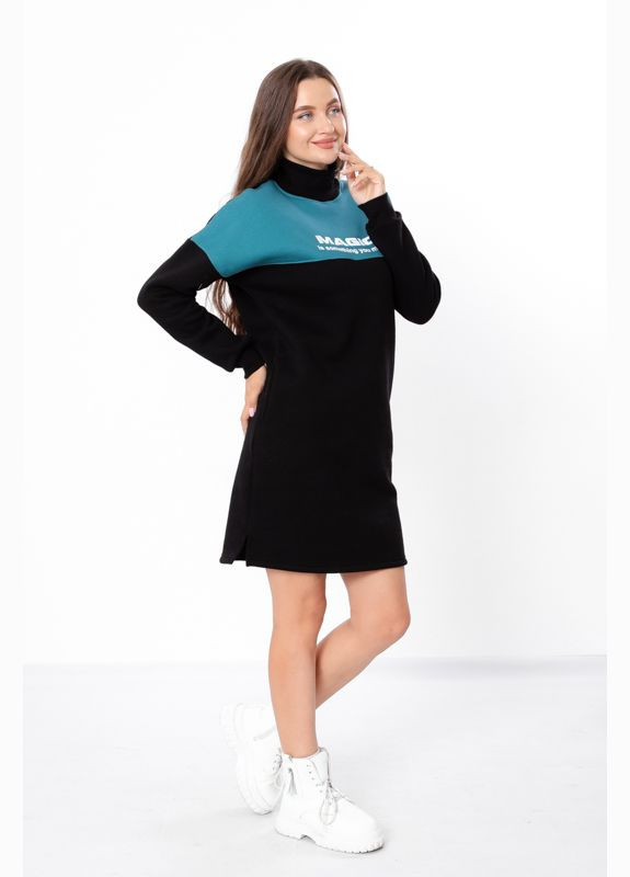 Синее повседневный платье женское (p-12257) Носи своє с надписью