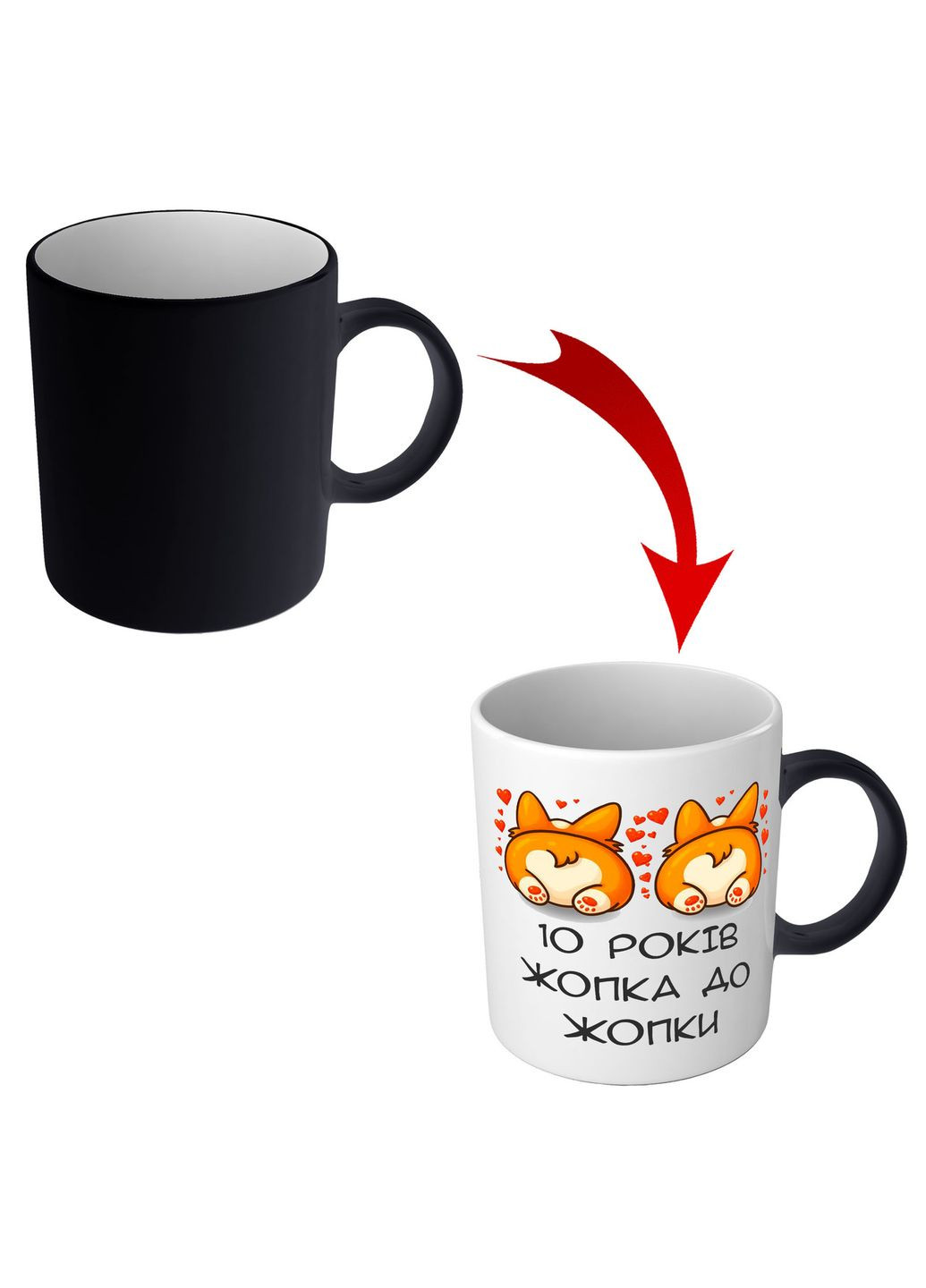 Чашка хамелеон Жопка до жопки на річницю весілля No Brand (366304515)