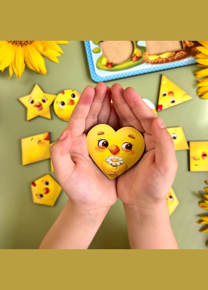 Деревянный пазл-вкладыш "Цыплята" (ПСД163) PSD163 геометрические фигуры Ubumblebees (302010322)