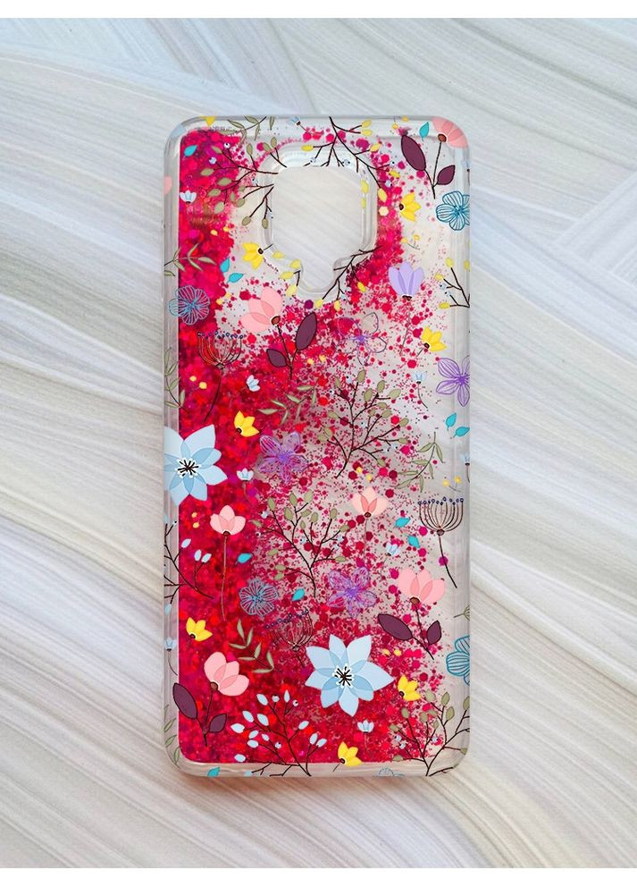 Чехол с плавающими блестками для Xiaomi Redmi Note 9 Pro/9 Pro Max/9S Цветочный фон (принт 267) CASE CONTROL (360684535)