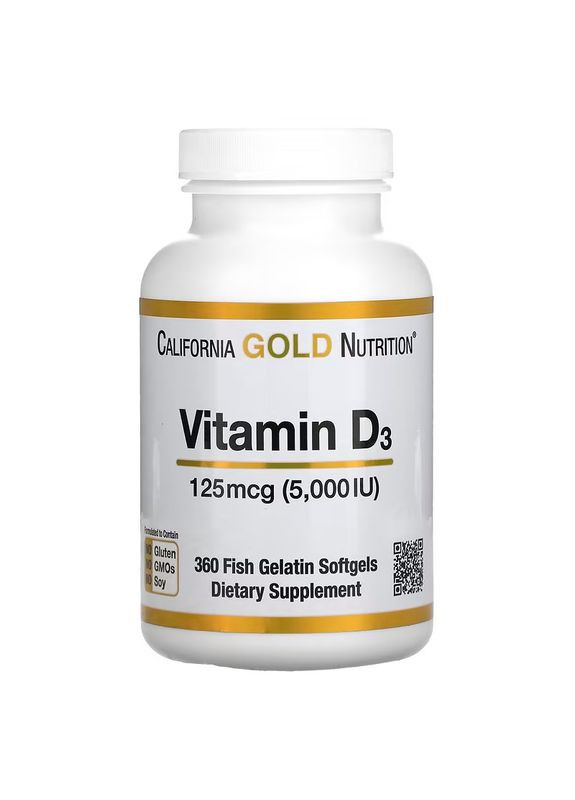 Витамины и минералы Vitamin D3 125 mcg, 360 рыбных капсул California Gold Nutrition (333994553)