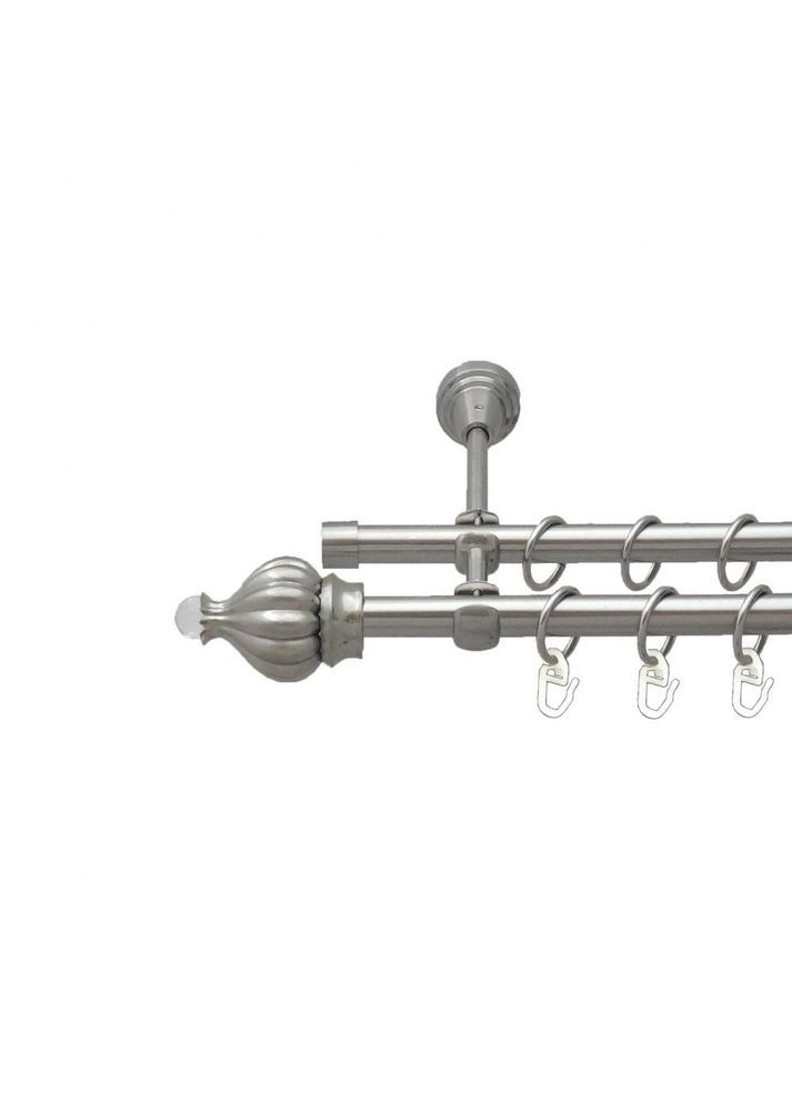 Карниз Таджа-Кристал металевий дворядний відкритий гладка труба Нержавіюча Сталь 16\16 мм 300 см (00-00013652) ORVIT (300283299)