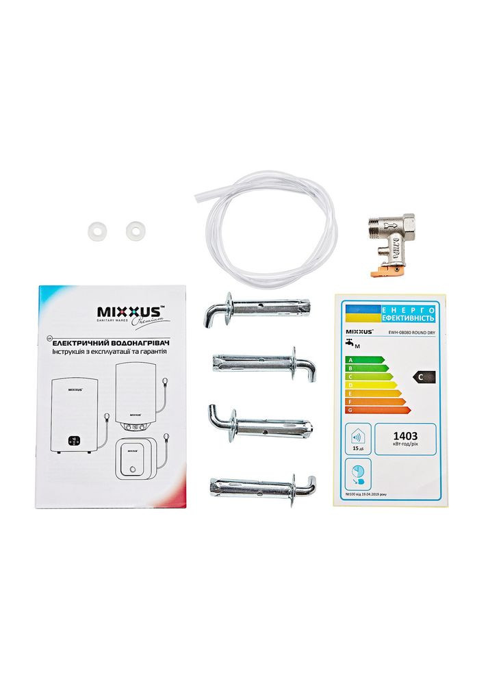 Накопичувальний водонагрівач EWH-08080 ROUND DRY 80 л, сухий тен 2 кВт, циліндричний Mixxus (334003175)