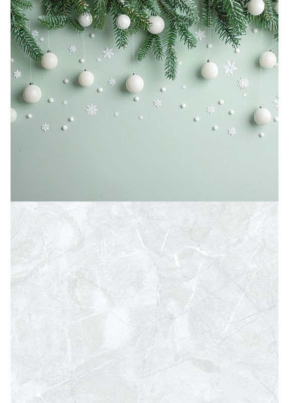 Фотофон виниловый зимний минимализм, мятная стена с декором и мраморный пол, фон 100×150 см, №57519 PhotoVinyl (354720631)