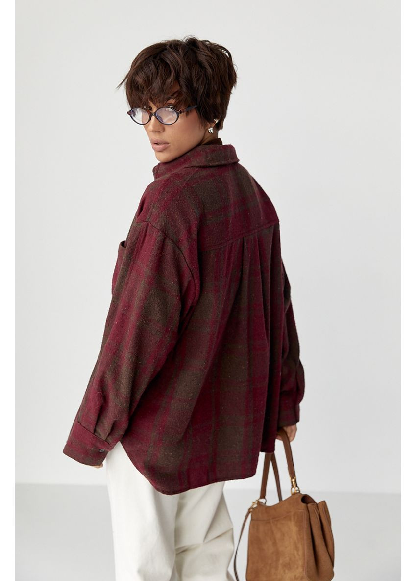 Бордовая повседневный рубашка в клетку Lurex