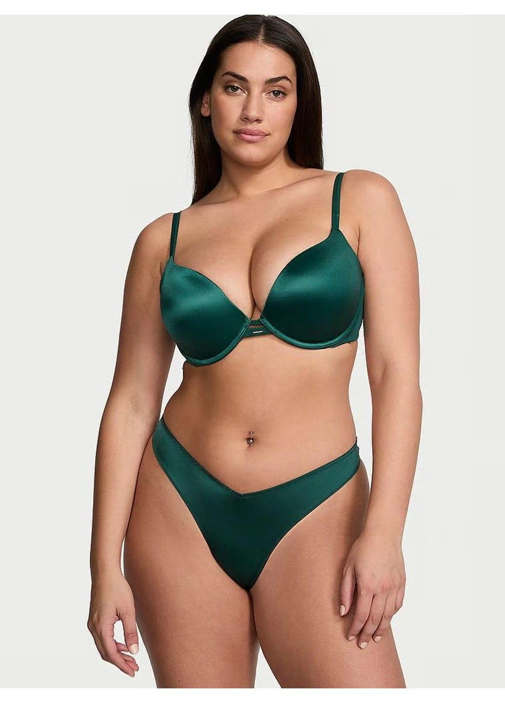 Трусики-стринги женские люксовые Strappy Back High-Leg Thong Panty зеленые L Victoria's Secret (316551387)