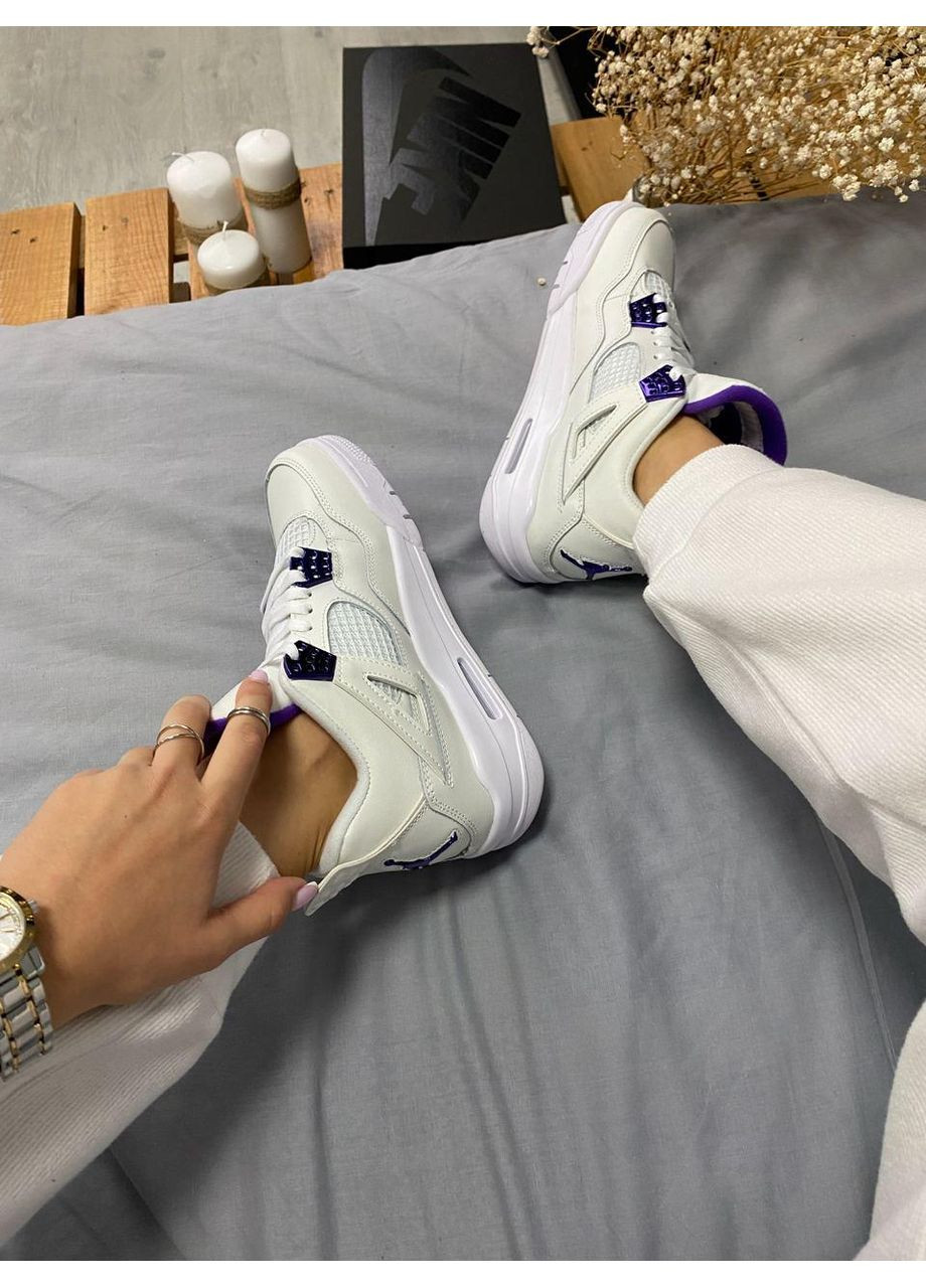 Білі Осінні кросівки чоловічі nike air jordan 4 retro metallic purple найк аір джордан No Brand