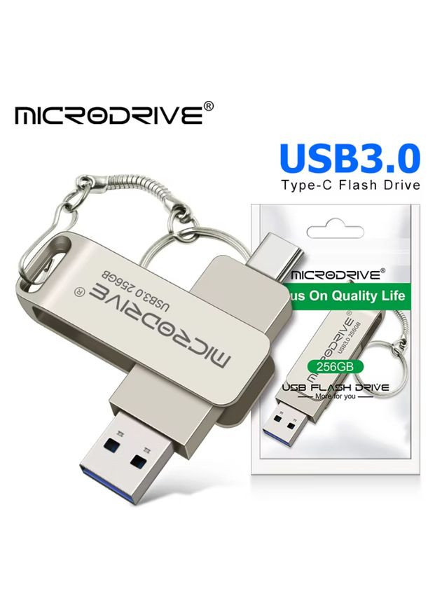 Флешка 2в1 64 GB Type-C USB 3.0 для телефона и компьютера Silver Top Microdrive (365752628)