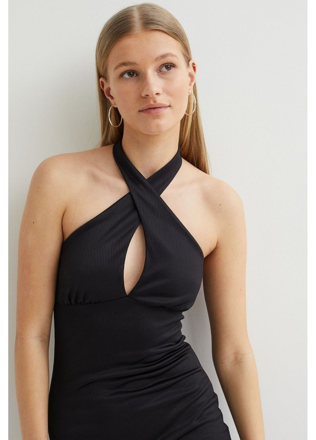 Чорна коктейльна жіноча трикотажна сукня н&м (57062) xxs чорна H&M