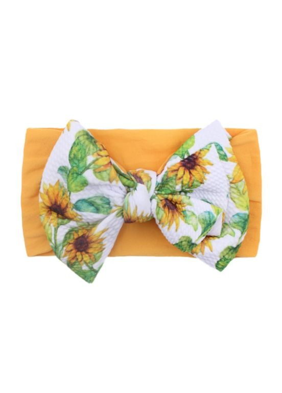 Повязка детская с разноцветным бантиком WF (Желтый ) (11614) Qoopixie (341321833)