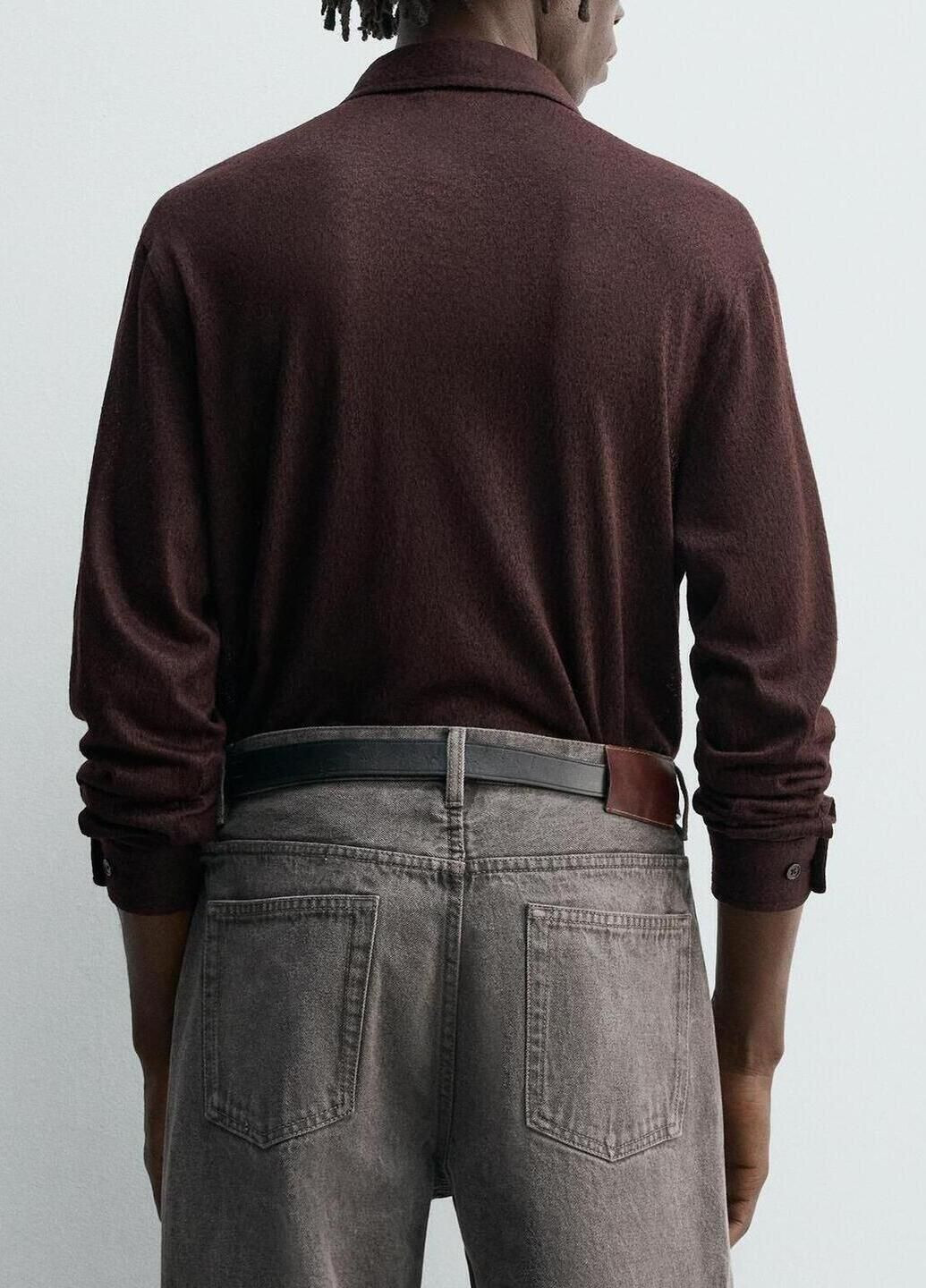 Темно-бордовая рубашка однотонная Zara