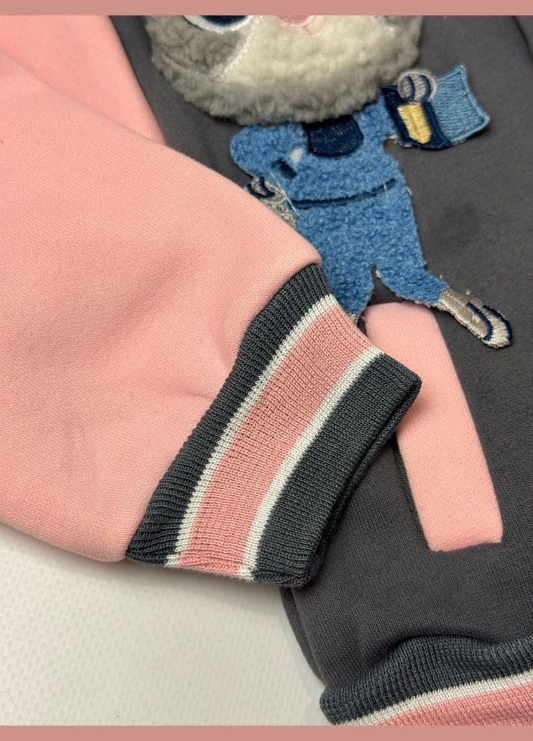 Комбінований зимовий утеплений костюм з зайчиком для дівчинки сірий 10660 No Brand