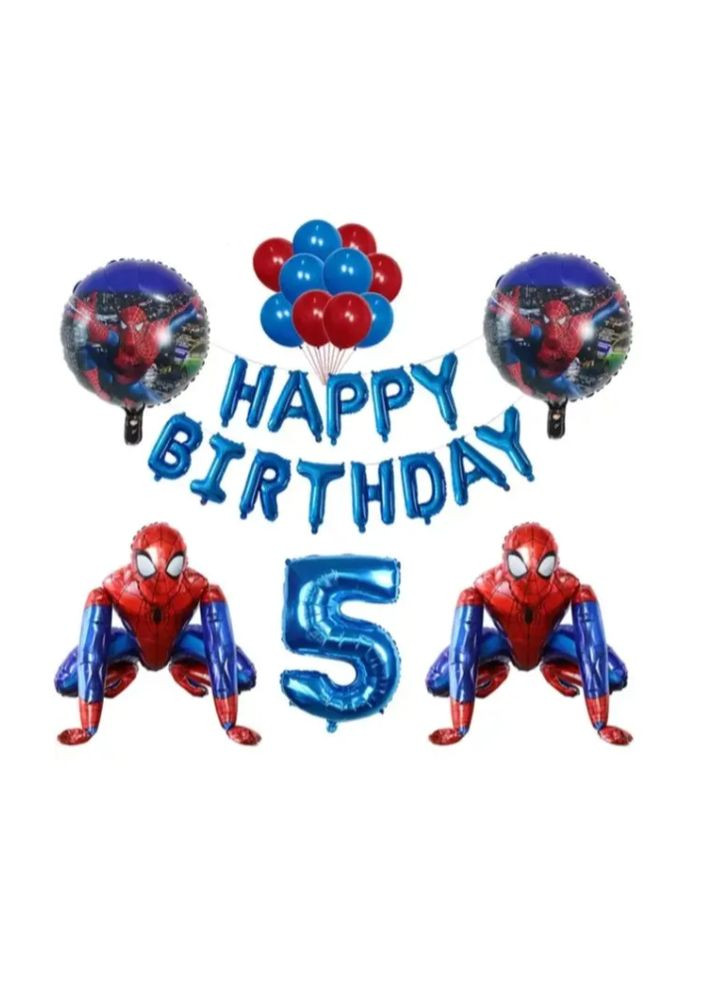 Кульки Спайдермен Happy birthday та цифра 5 one size різнобарвний Jannet кулька (338850881)