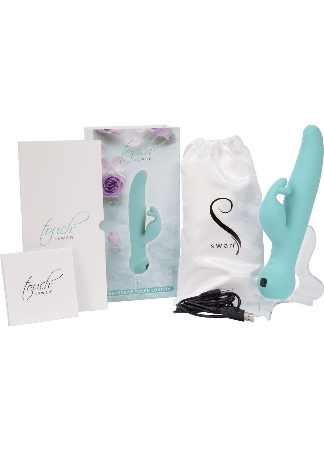 Вибратор-кролик с сенсорным управлением и ротацией Touch by – Trio Teal Swan (296627485)