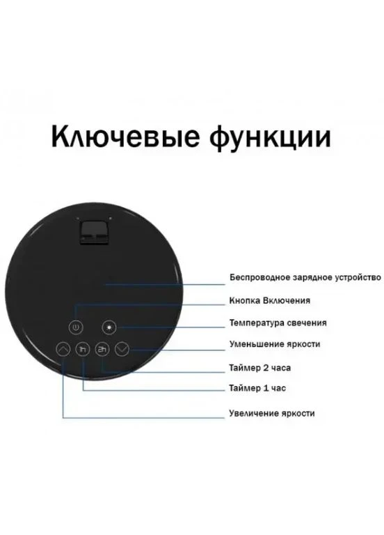 Настільна LED лампа BTJ-T300 з QI зарядкою і таймером Чорний No Brand (301854291)