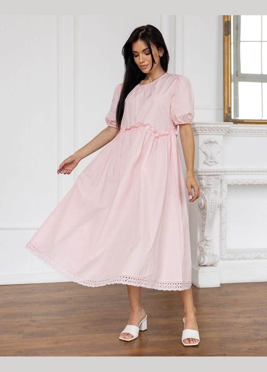 Розовое розовое платье из хлопка 111689 розовый No Brand