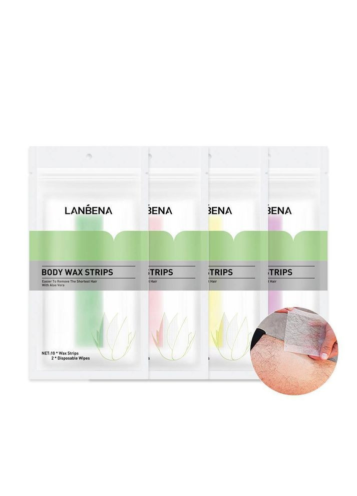 Полоски для эпиляции с маслом дамасской розы Body Wax Strips, 10шт LANBENA (327830039)