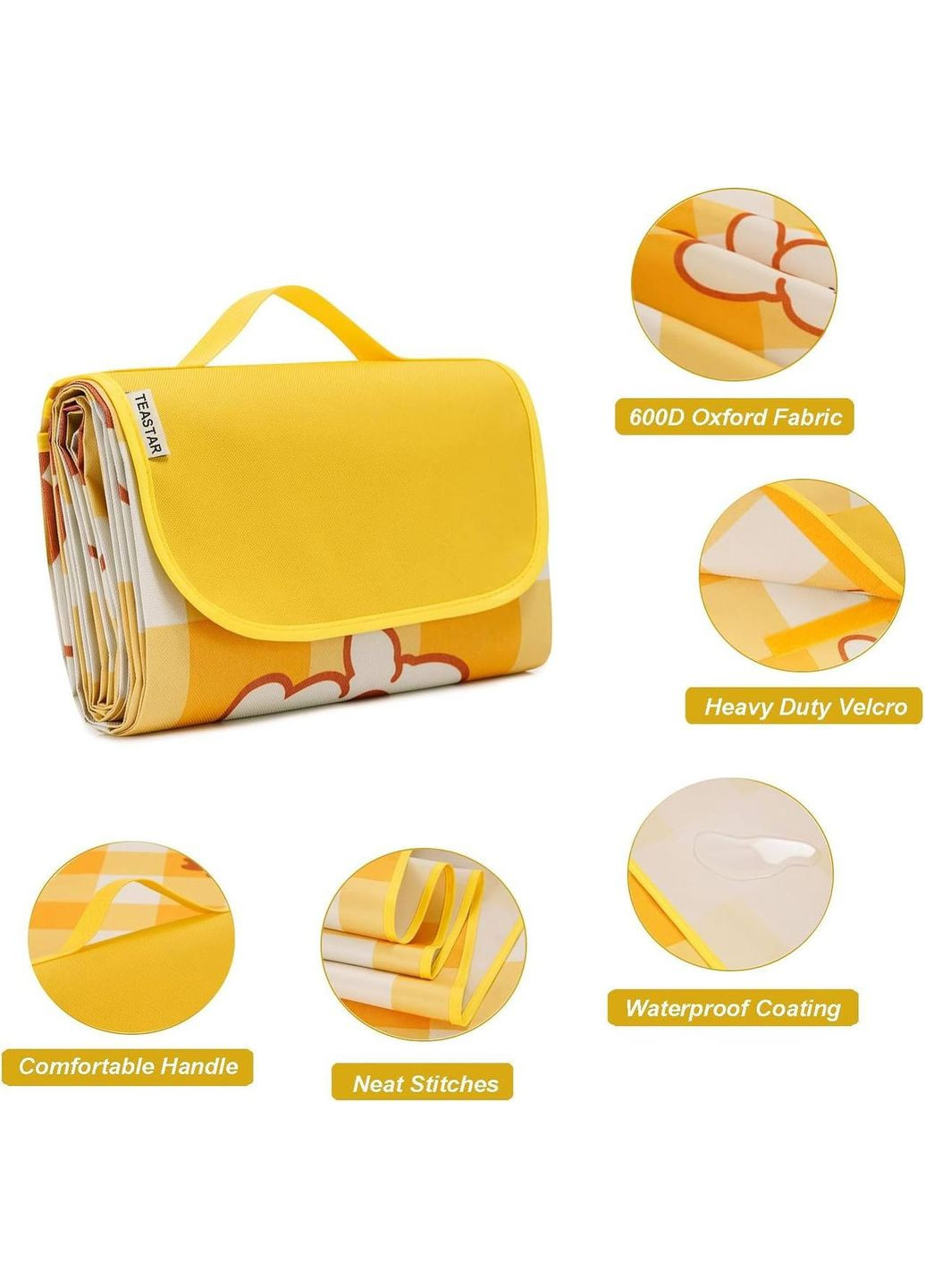 Коврик для пляжа, пикника и кемпинга складной, водонепроницаемый 145*200 см. No Brand (337171438)