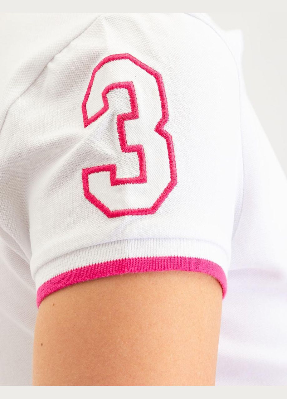 Женская футболка поло MULTI TONAL BIG LOGO POLO XS белая (розовый воротник) U.S. Polo Assn. (286761224)