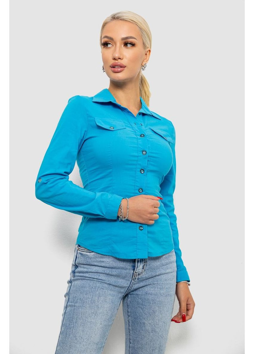 Сорочка жіноча однотонна, колір блакитний, 230R068 Ager (365595259)