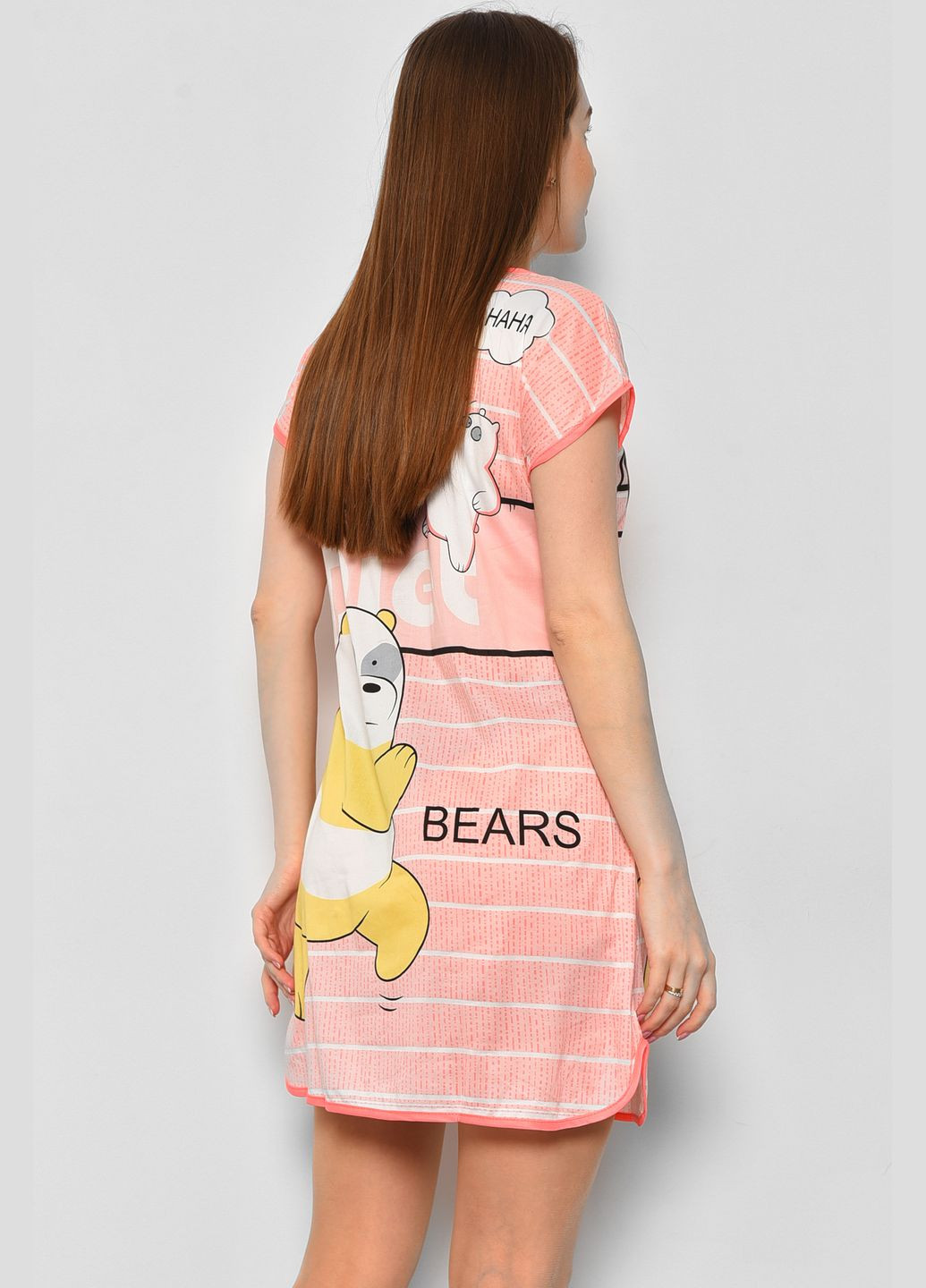 Нічна сорочка жіноча рожевого кольору з малюнком Let's Shop (290839483)