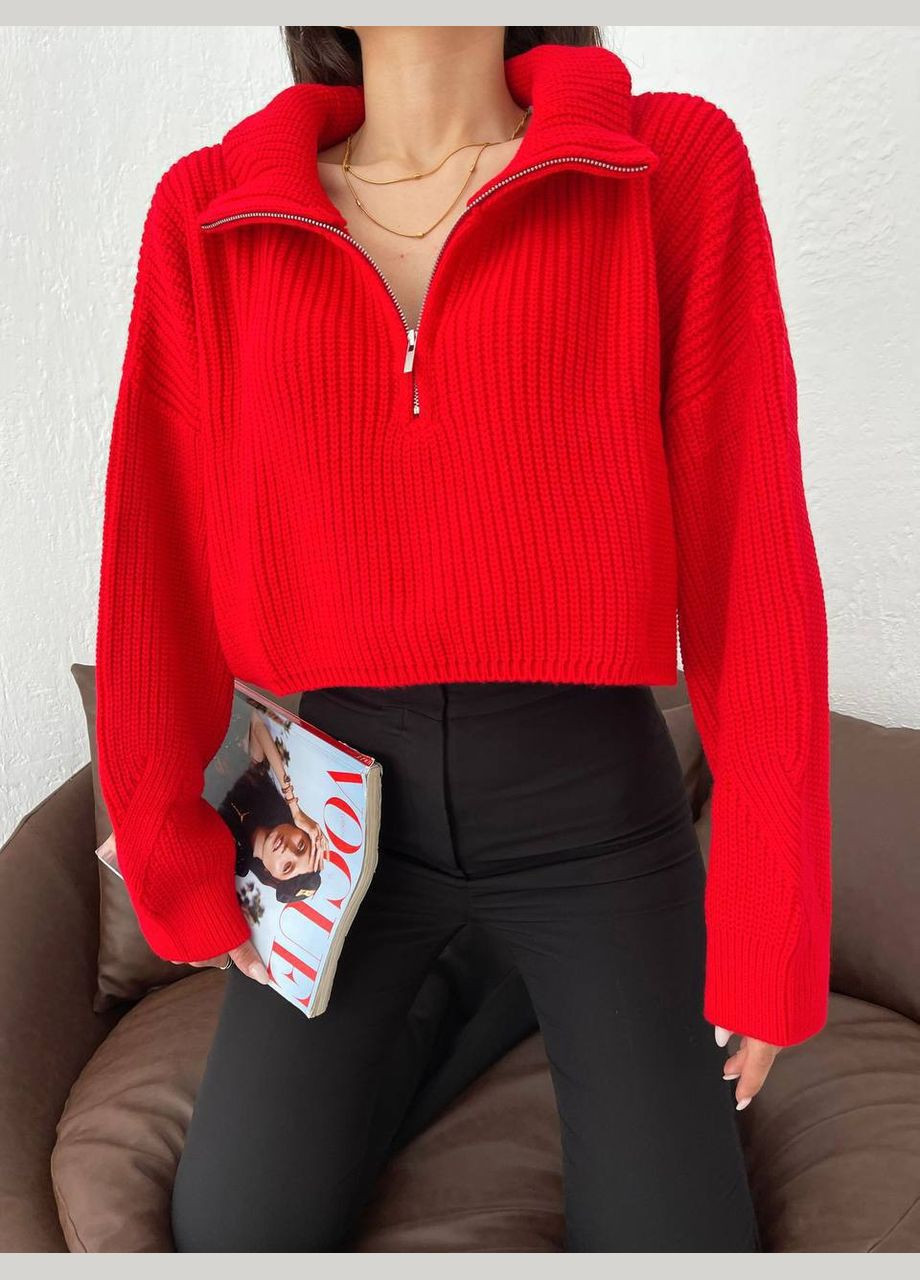 Красный демисезонный свитер женский No Brand