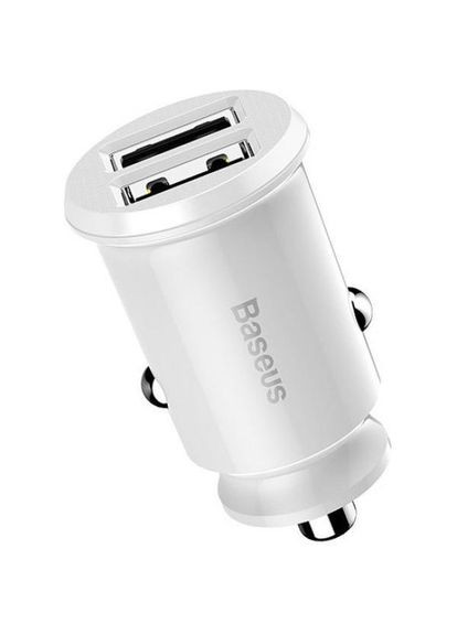 Автозарядний Grain 3.1 A 2 порти USB адаптер у прикурювач білий Baseus (277233002)