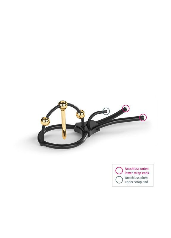 Утяжка для пениса Plunging Pete, позолоченная, с двумя шариками и коротким уретральным зондом Mystim (369947490)