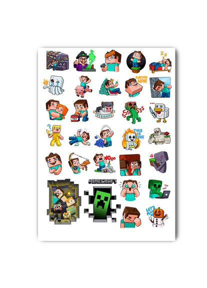 Стікери гра Майнкрафт А4 аркуш (stik_170) No Brand (327002933)